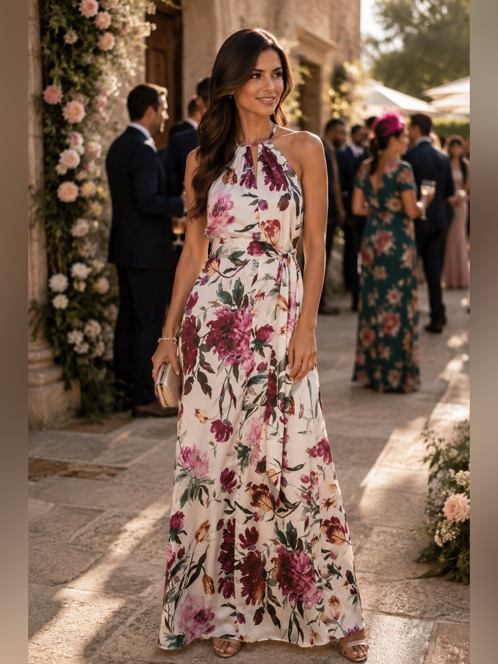 FIGUE Etna Floral Backless Maxi Dress in Ethereal Bloom Chalk M
